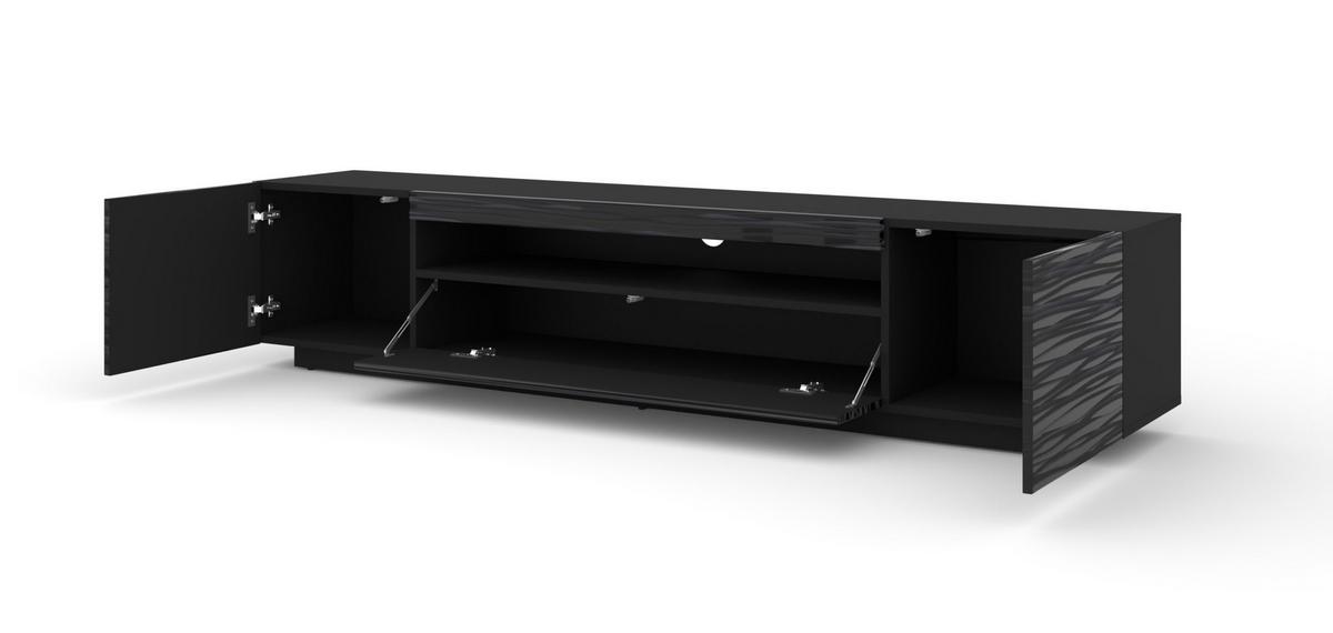 TV LOWBOARD Schwarz 200/42/37 - Anthrazit/Schwarz, Holzwerkstoff (200/42/37cm) - RAUMHIRSCH FURNITURE