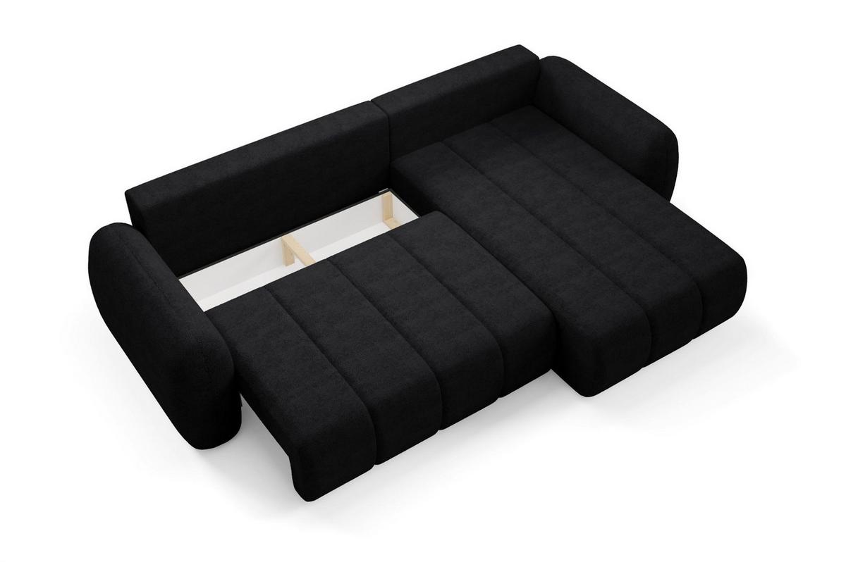 ECKSOFA Caria Mit Schlaffunktion - Schwarz, Holzwerkstoff/Textil (304/190cm) - Fun Möbel