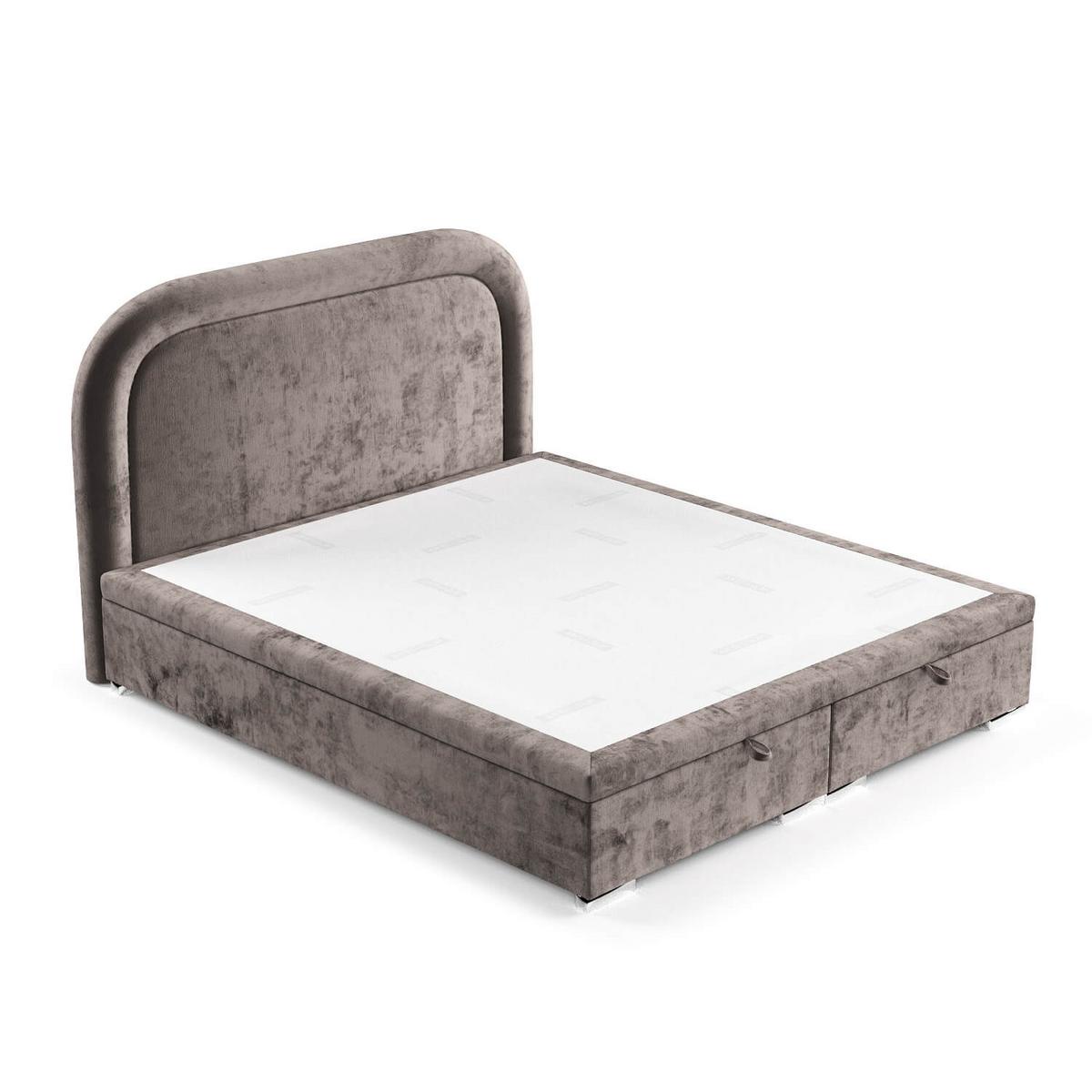 POLSTERBETT Harmony mit Stauraum 140/200 cm Braun im Lotta Stoff - Chromfarben/Braun, Holz/Holzwerkstoff (140/200cm) - AltaBeds