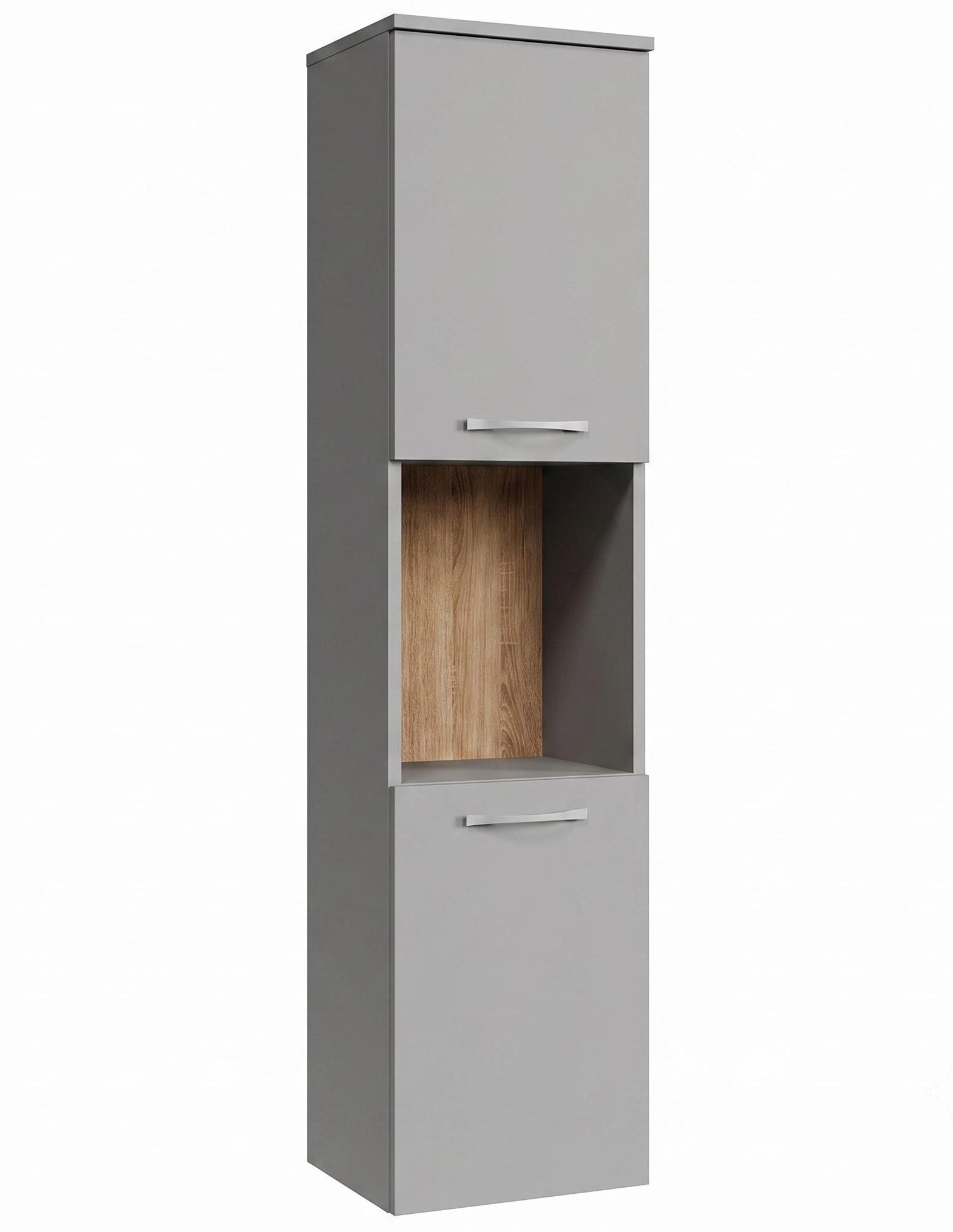 BADEZIMMERSCHRANK Montreal mit 2 Türen Grau Matt - 30 x 30 x 130 cm - Grau, Holz (30/131/30cm) - Badplaats
