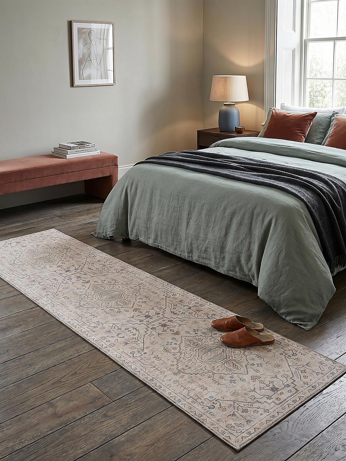 TEPPICH Waschbar HURST, orientalisch mit Medaillon, Beige, 60 x 230 cm - Beige, Textil (230/60cm) - KADIMA DESIGN