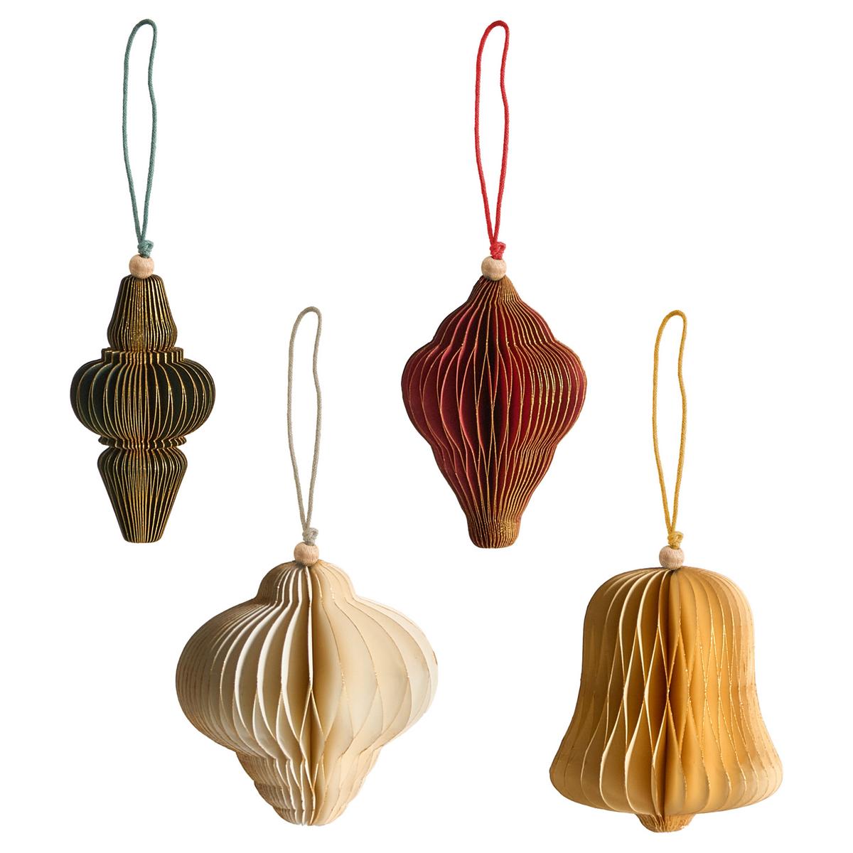 WEIHNACHTSBAUMSCHMUCK 20er Set Papier Bunt Malselva - Multicolor, Papier (10/10/10cm) - Beliani