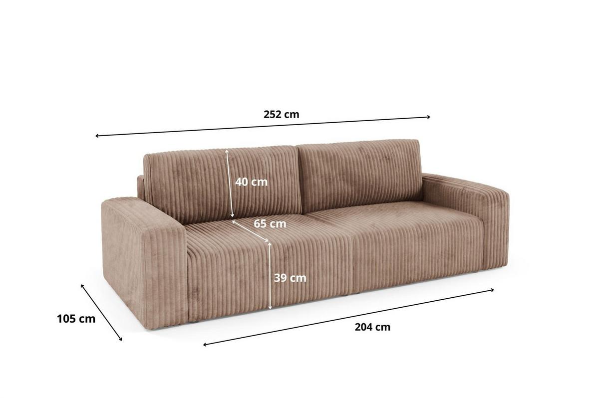 SCHLAFSOFA Natalia - Grau, Holzwerkstoff/Textil (252/85/105cm) - Fun Möbel