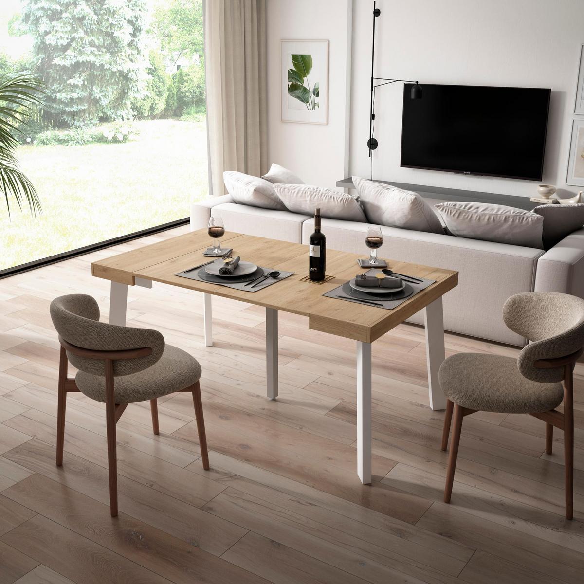 KONSOLENTISCH ausziehbar 58 bis 160cm, für 8 Gäste, eiche, 90/58/73cm - Eichefarben, Holzwerkstoff (90/160/73cm) - Skraut Home
