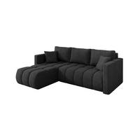 ECKSOFA mit Schlaffunktion Ottomane Links GARD-L 226x146x85 Dunkelgrau Velours - Anthrazit/Schwarz, Holzwerkstoff/Kunststoff (226/146cm) - ALTDECOR