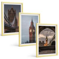 BILDER SET 3er Set - 40x60 cm Goldrahmen - London Bridge Big Ben Uhr - Goldfarben, Kunststoff (40/60cm) - TULUP
