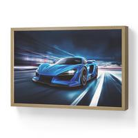 NACHTTISCHLAMPE MIT AKKU Auto - Blau - Jungen - Kind 60x40 cm - Blau, Holzwerkstoff (8/60/40cm) - OnlyWow
