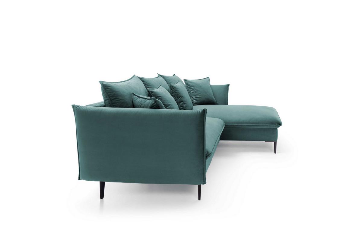 ECKSOFA SOLE Grün Plüsch-Stoff mit Schlaffunktion - Grün, Holz (258/167cm) - MASSENO