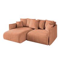 ECKSOFA Ottomane links ONESK-L 216x177x72 Koralle Velours - Koralle, Holzwerkstoff/Kunststoff (216/177cm) - ALTDECOR