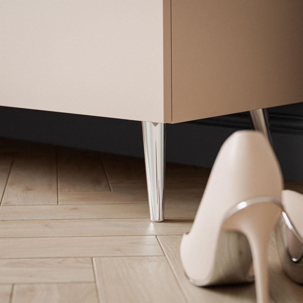 KOMMODE AURA KASCHMIR 4S mit Schubladen Silberne Beine und Griffe - Kaschmir/Silberfarben, Holzwerkstoff (95/90/40cm) - Lookway