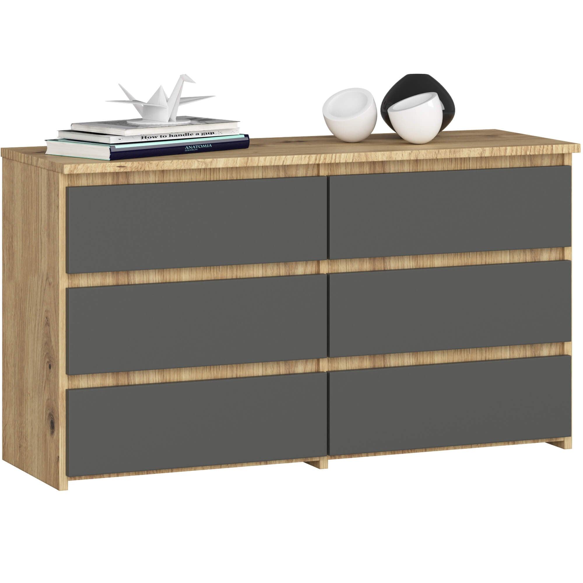 KOMMODE Eiche Artisan, Graphit Grau 57/100/35 - Eiche Artisan, Holzwerkstoff (100/57/35cm) - RAUMHIRSCH FURNITURE