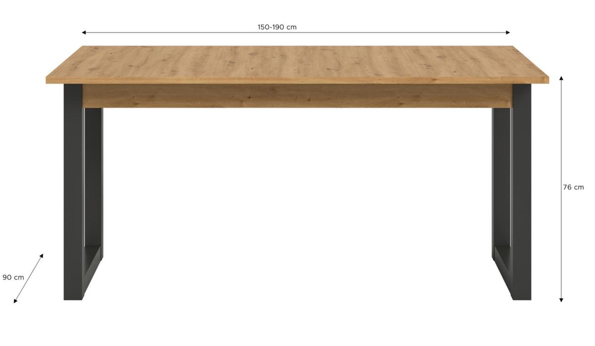 ESSTISCH Eiche, grau 150 - 190 cm, Küchentisch ausziehbar - Eiche Artisan/Grau, Holzwerkstoff (150/90/76cm) - Inn.Furn