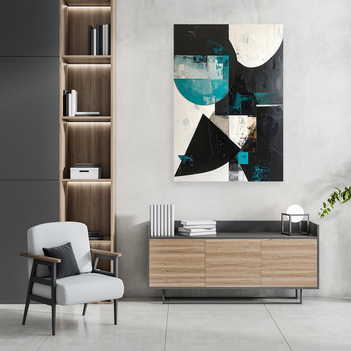 LEINWANDBILD 3D und geometrisch 30x45cm - Türkis, Textil (30/45cm) - Feeby
