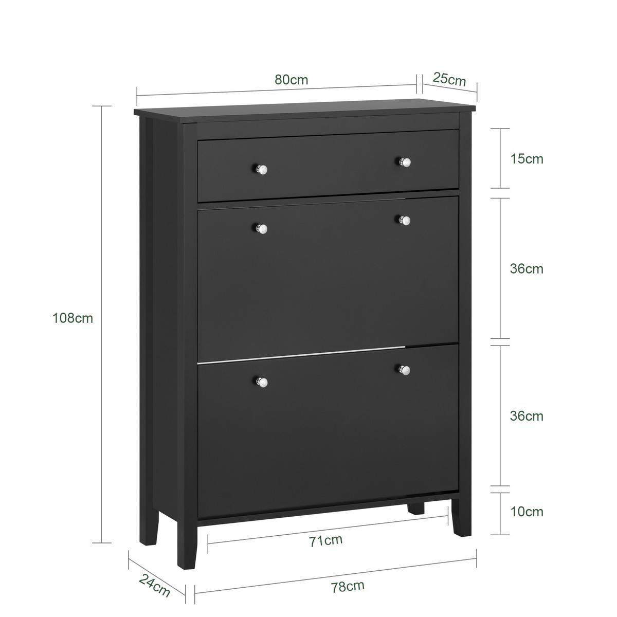 SCHUHSCHRANK Schwarz - Schwarz, Holzwerkstoff (80/108/25cm) - SoBuy