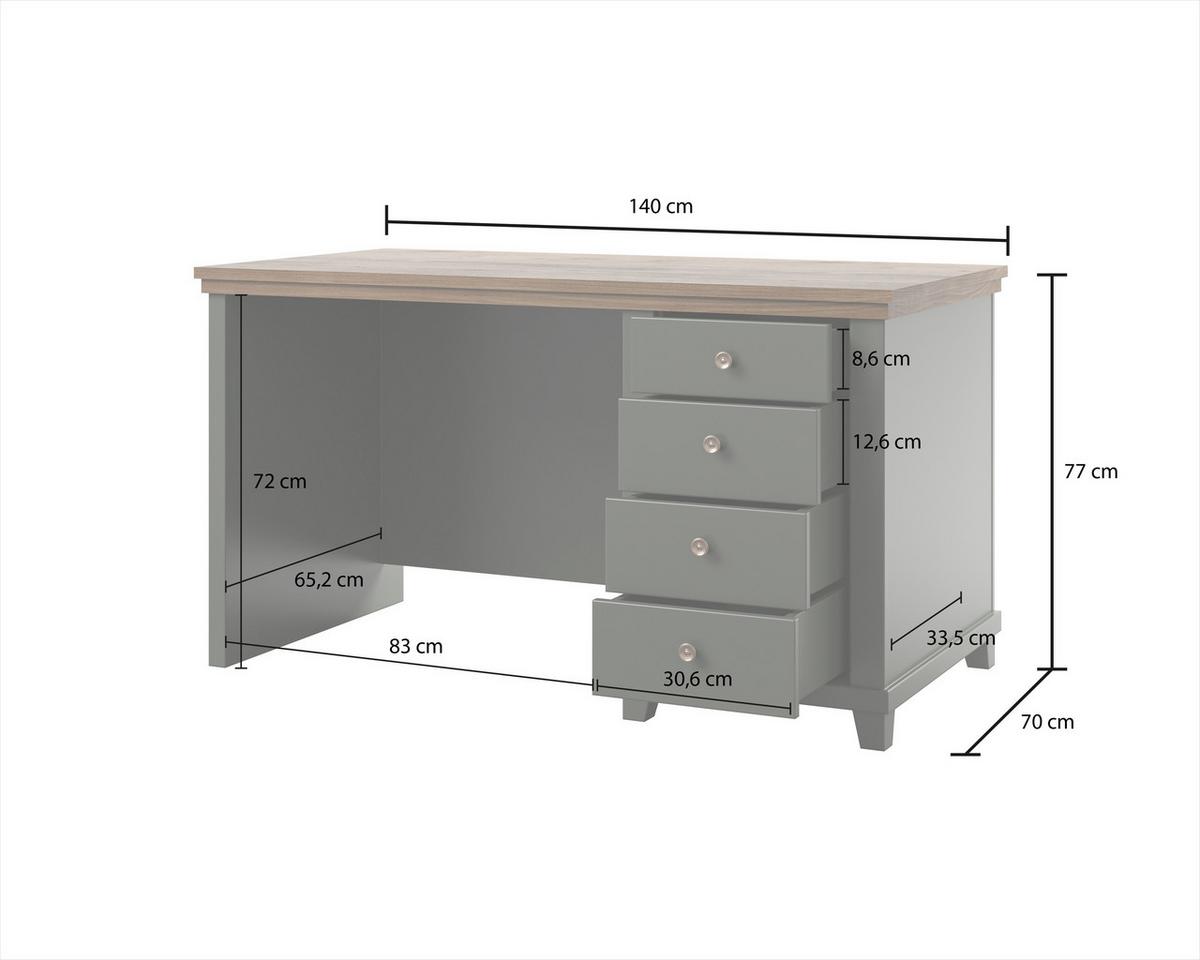 SCHREIBTISCH EVOLETTA 140x70x77 cm Bürotisch Computertisch, Hellgrün - Hellgrün, Holzwerkstoff (70/140/77cm) - MASSENO