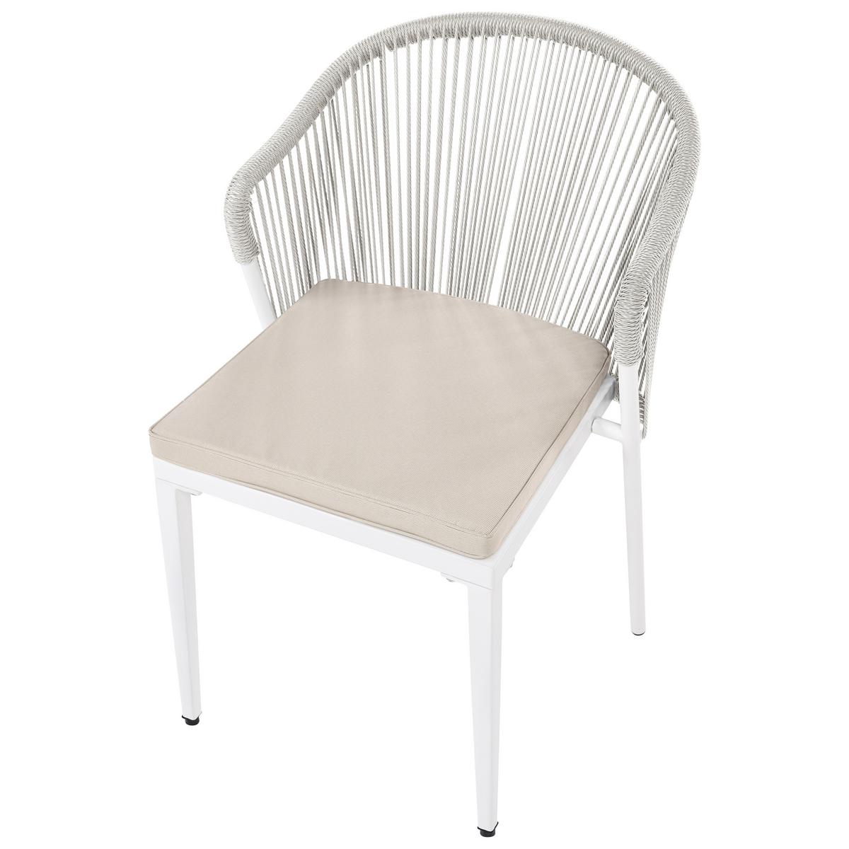 STUHL 2er-Set und Sitzkissen Metall Cremeweiß Paranea - Creme, Metall (46/80/47cm) - Beliani