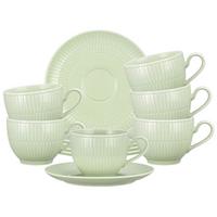 KAFFEETASSEN MIT UNTERTASSEN Amina Seladon 250 ml 6er Set - Grün, Keramik (0.25L) - Seltmann Weiden