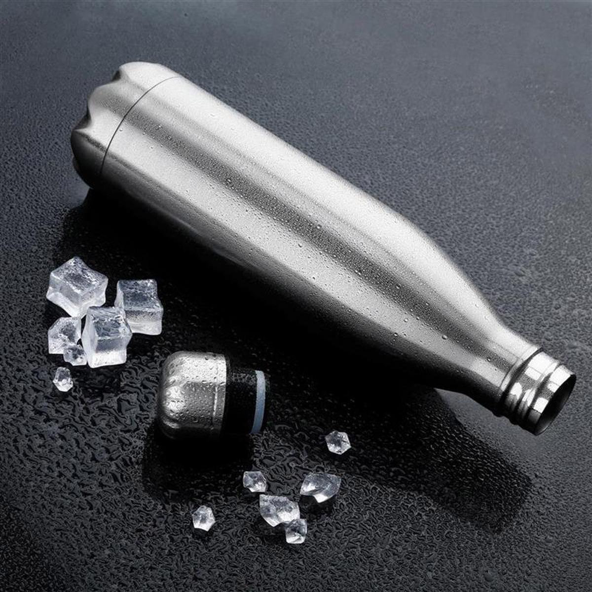 THERMOSKANNE 1 Liter Auslaufsicher - Silberfarben, Metall (0.75L) - Intirilife