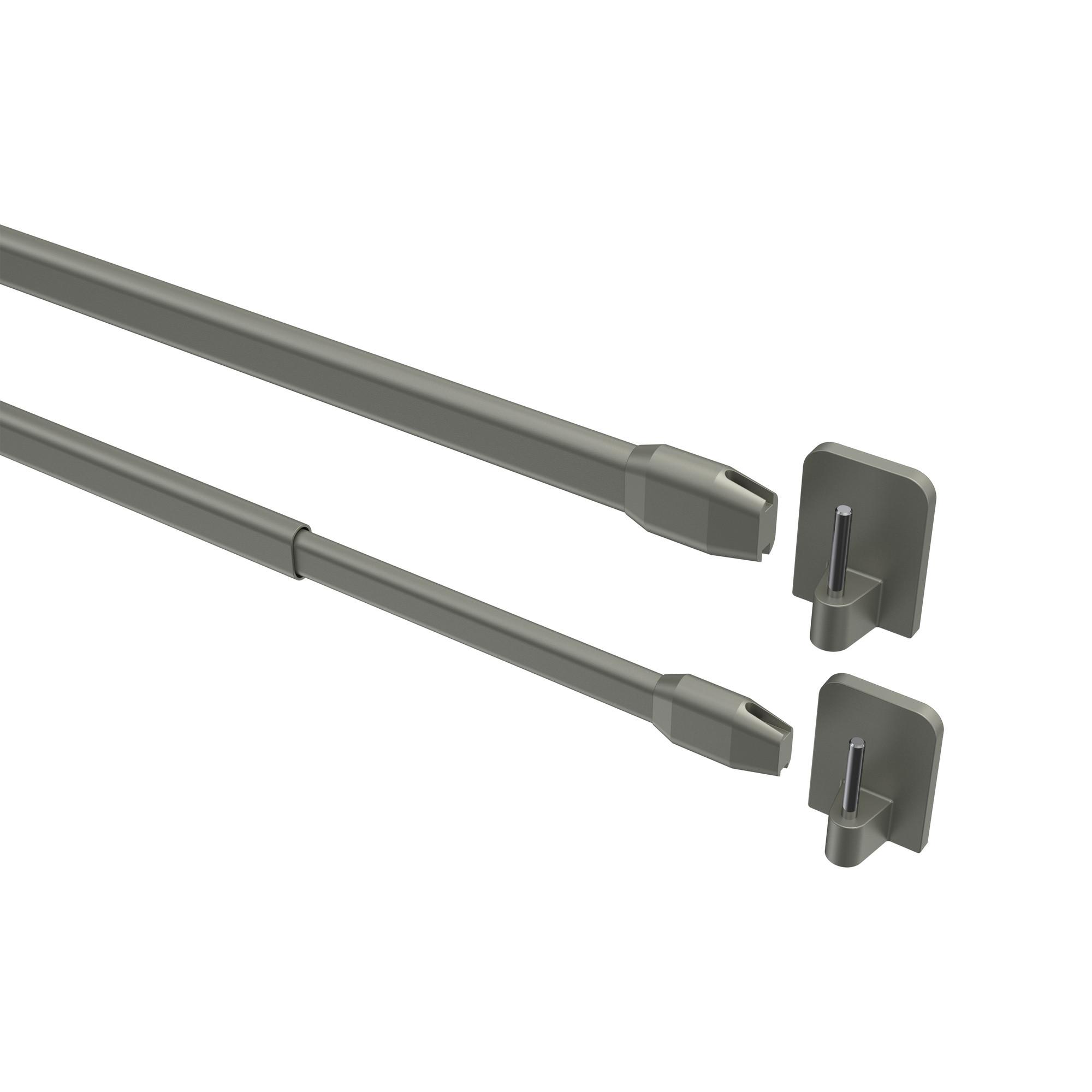 SCHEIBENSTANGEN / VITRAGESTANGEN MIT KLEBEHAKEN Geno 80-140 cm, oval, Silbergrau, Packung 2 Stück - Alufarben, Kunststoff/Metall (1.2/2.4/140cm) - INTERDECO