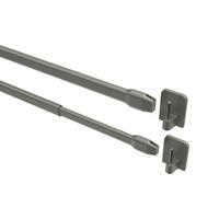 SCHEIBENSTANGEN / VITRAGESTANGEN MIT KLEBEHAKEN Geno 40-60 cm, oval, Silbergrau, Packung 2 Stück - Alufarben, Kunststoff/Metall (1.2/2.4/60cm) - INTERDECO