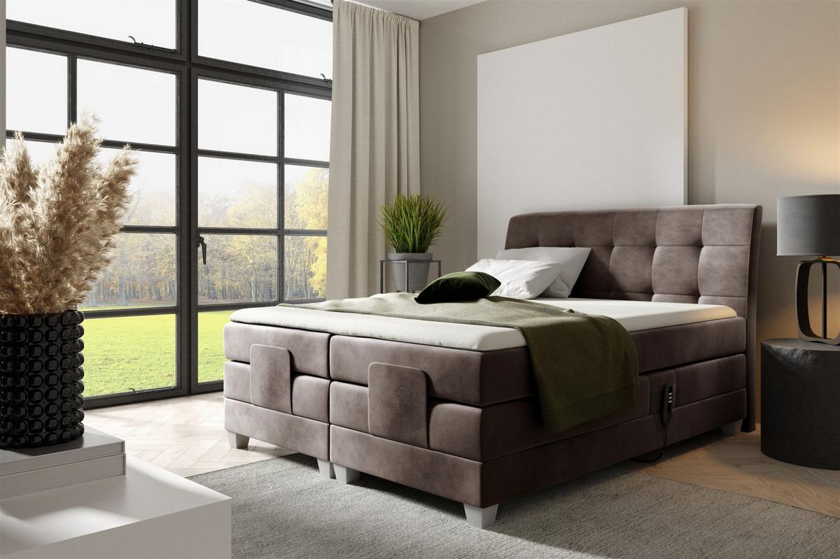 BOXSPRINGBETT Elektrisch Franco - Braun, Holzwerkstoff/Textil (140/200cm) - Fun Möbel