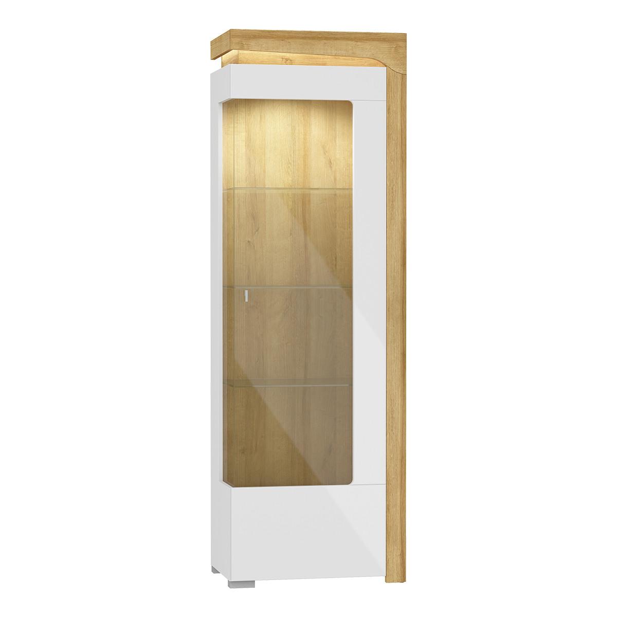 VITRINE Teo Weiß und Holz - Weiß, Holzwerkstoff (64/197/43cm) - Petits-meubles