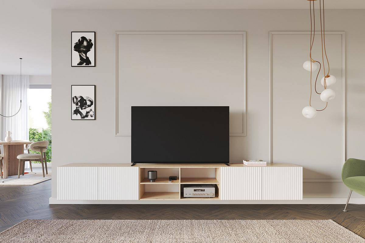 LOWBOARD NOA-2-W 3x100x40x40 cm - Artisan / Weiß - Weiß, Holzwerkstoff (300/40/40cm) - ALTDECOR