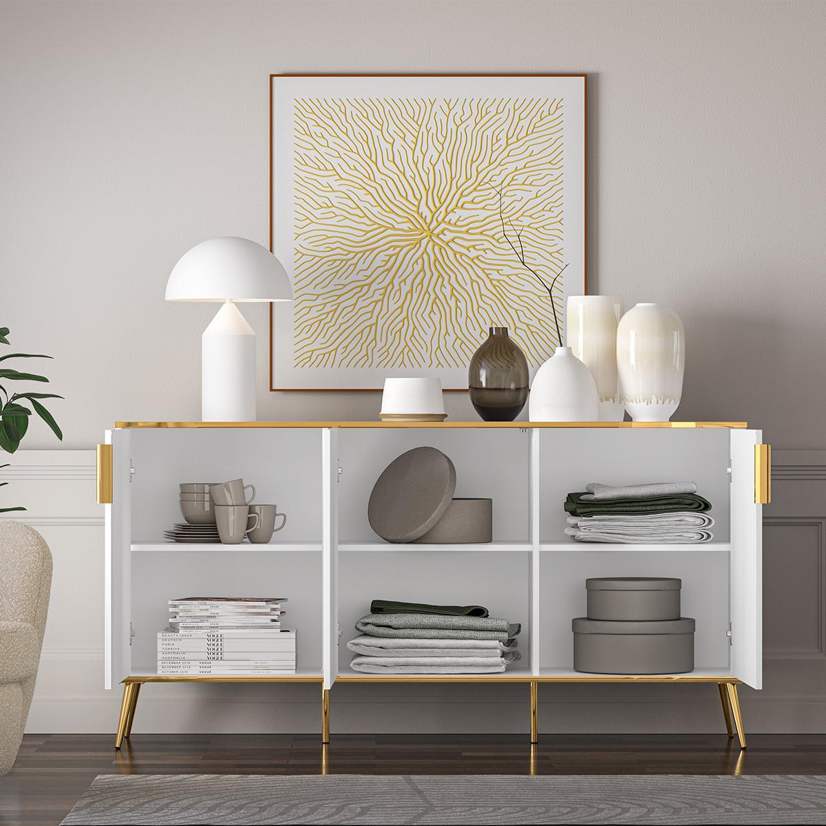SIDEBOARD Zora Weiß - Weiß, Holzwerkstoff (170/88/40cm) - Petits-meubles