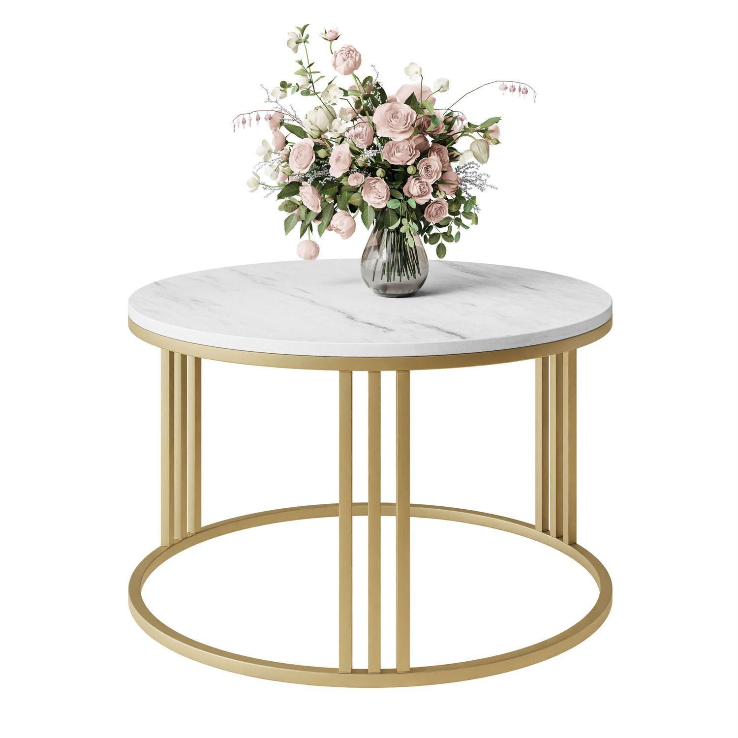 COUCHTISCH LORI LEVANTO mit goldfarbenem Fuß - Goldfarben, Holzwerkstoff (70/70/48cm) - Lookway