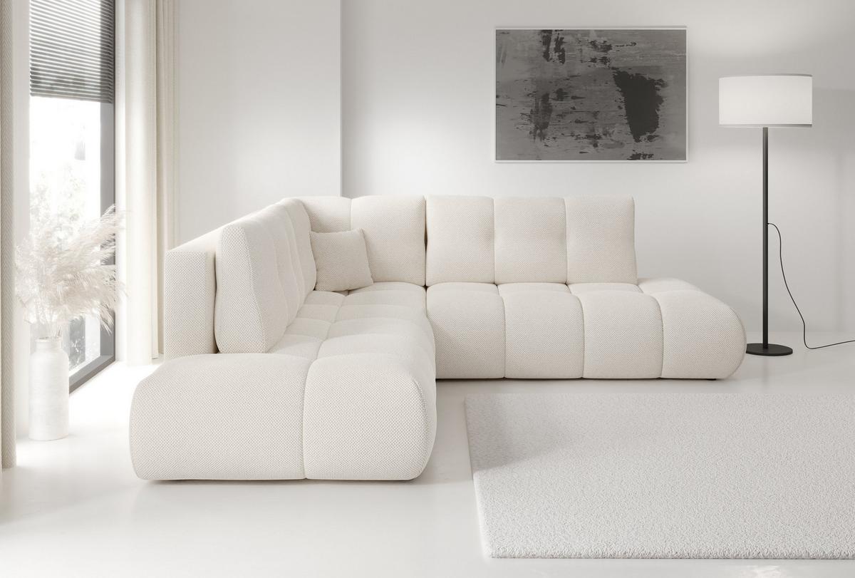 ECKSOFA DUCA II L-S Beige Jersey mit Schlaffunktion - Beige, Holz (266.5/266.5cm) - MASSENO