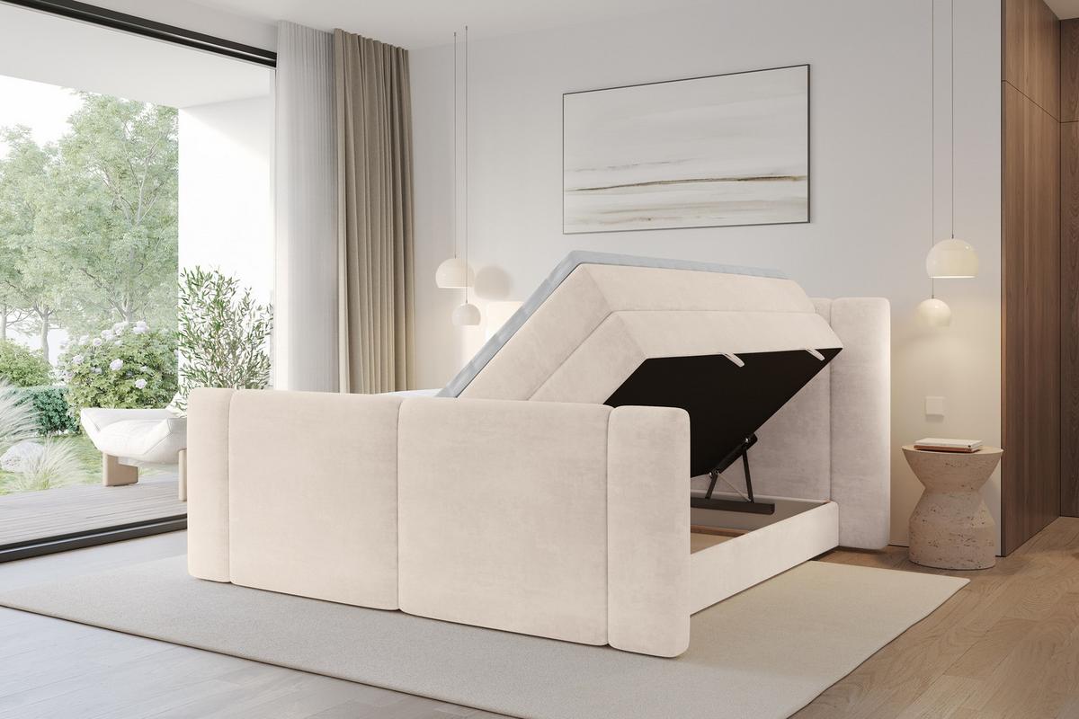 BOXSPRINGBETT mit Matratze H3/H4 - EVON KING Zanozek - 180x200 cm Beige - Champagner, Holzwerkstoff (180/200cm) - ALTDECOR