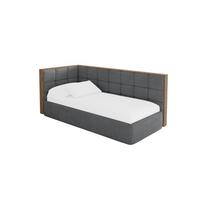 EINZELLBETT Jugendbett mit Bettkasten, Rechts - SOVY 90x200 Dunkelgrau - Schieferfarben, Holzwerkstoff/Textil (90/200cm) - ALTDECOR