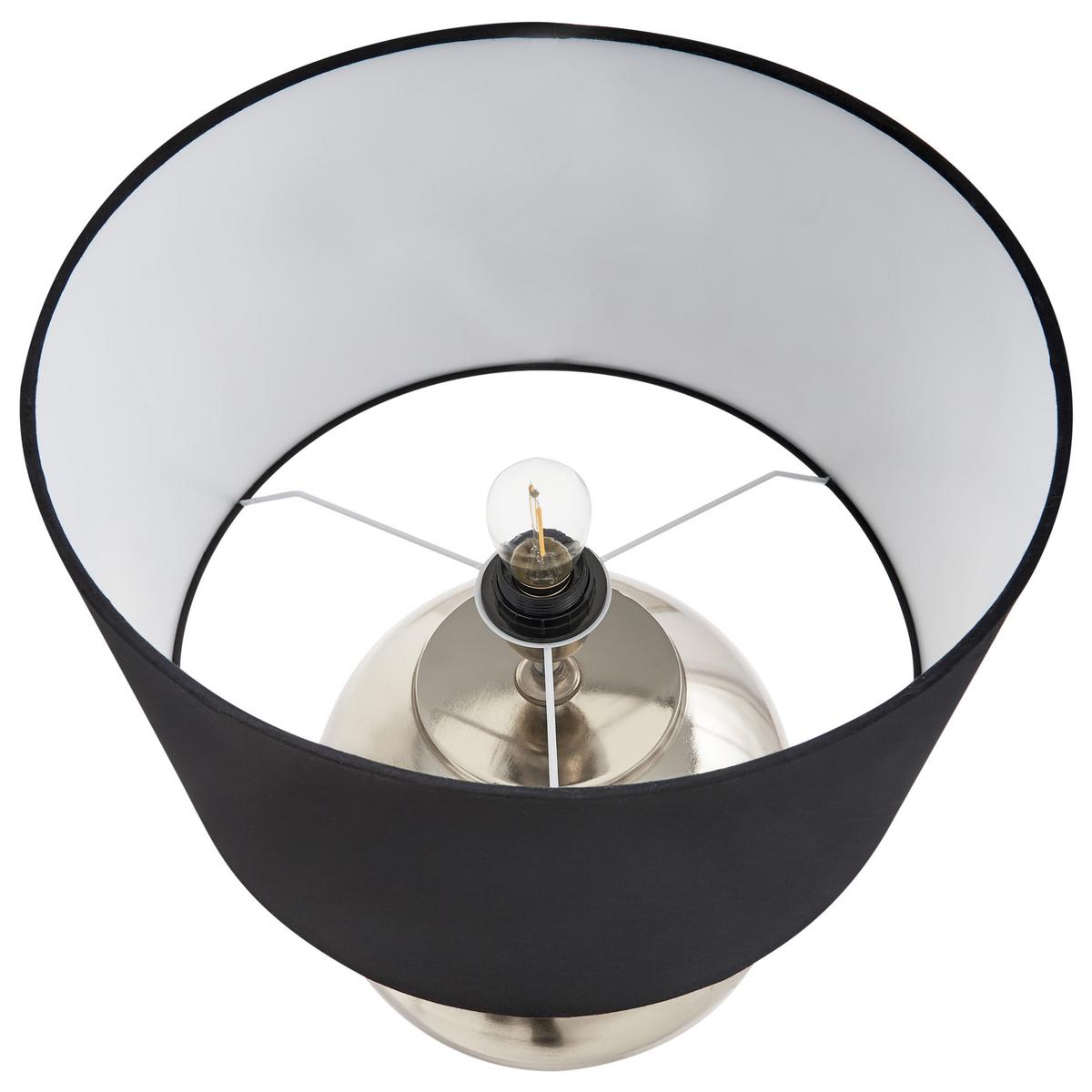 TISCHLAMPE Metall Silber Sobramati - Silberfarben/Schwarz, Holz (39/39/52cm) - Beliani
