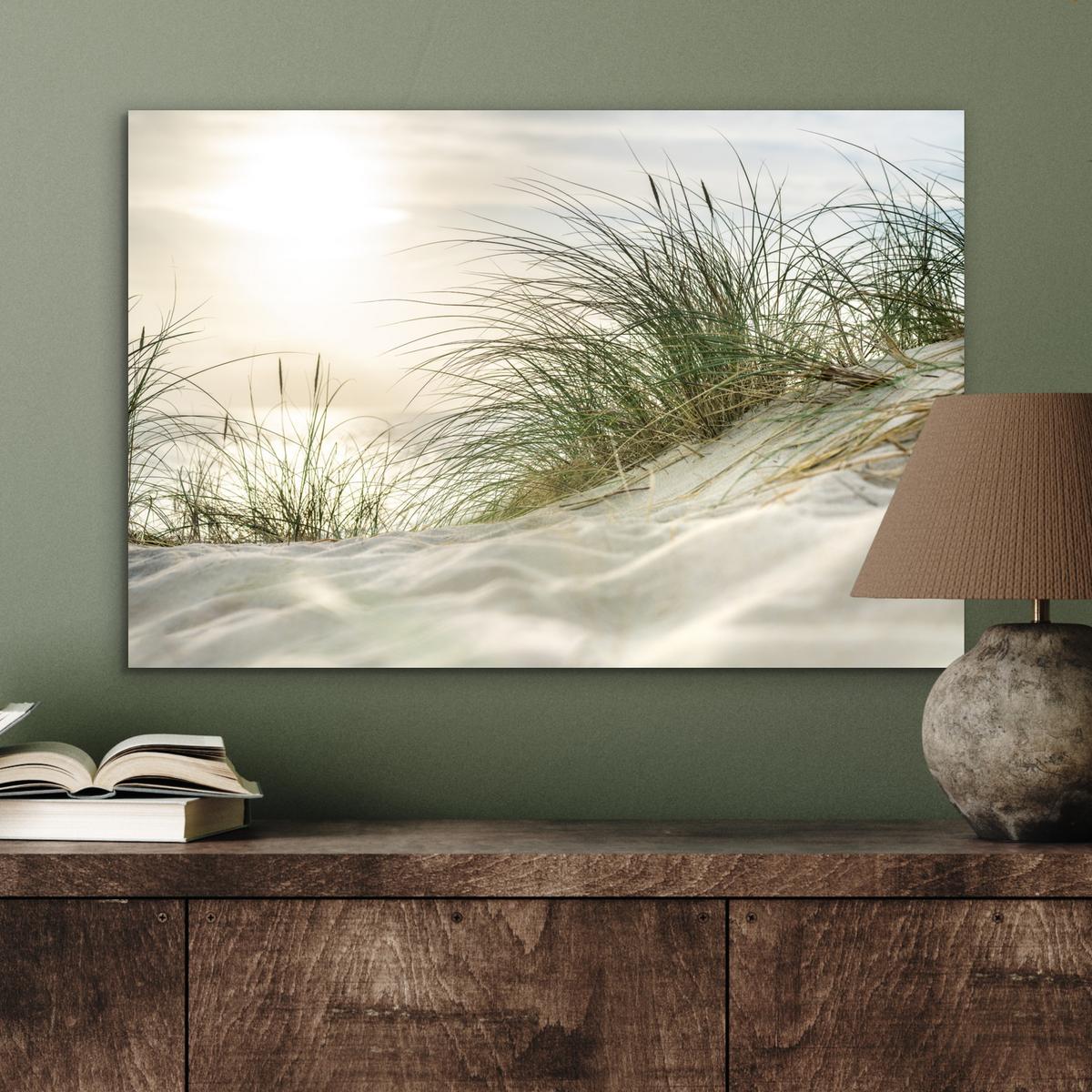 METALLBILD Dünen mit Strandhafer in der Sonne des Nationalparks Schleswig-Holsteinisches Wattenmeer Wandbild 60x40 cm - Creme, Metall (60/40cm) - MuchoWow