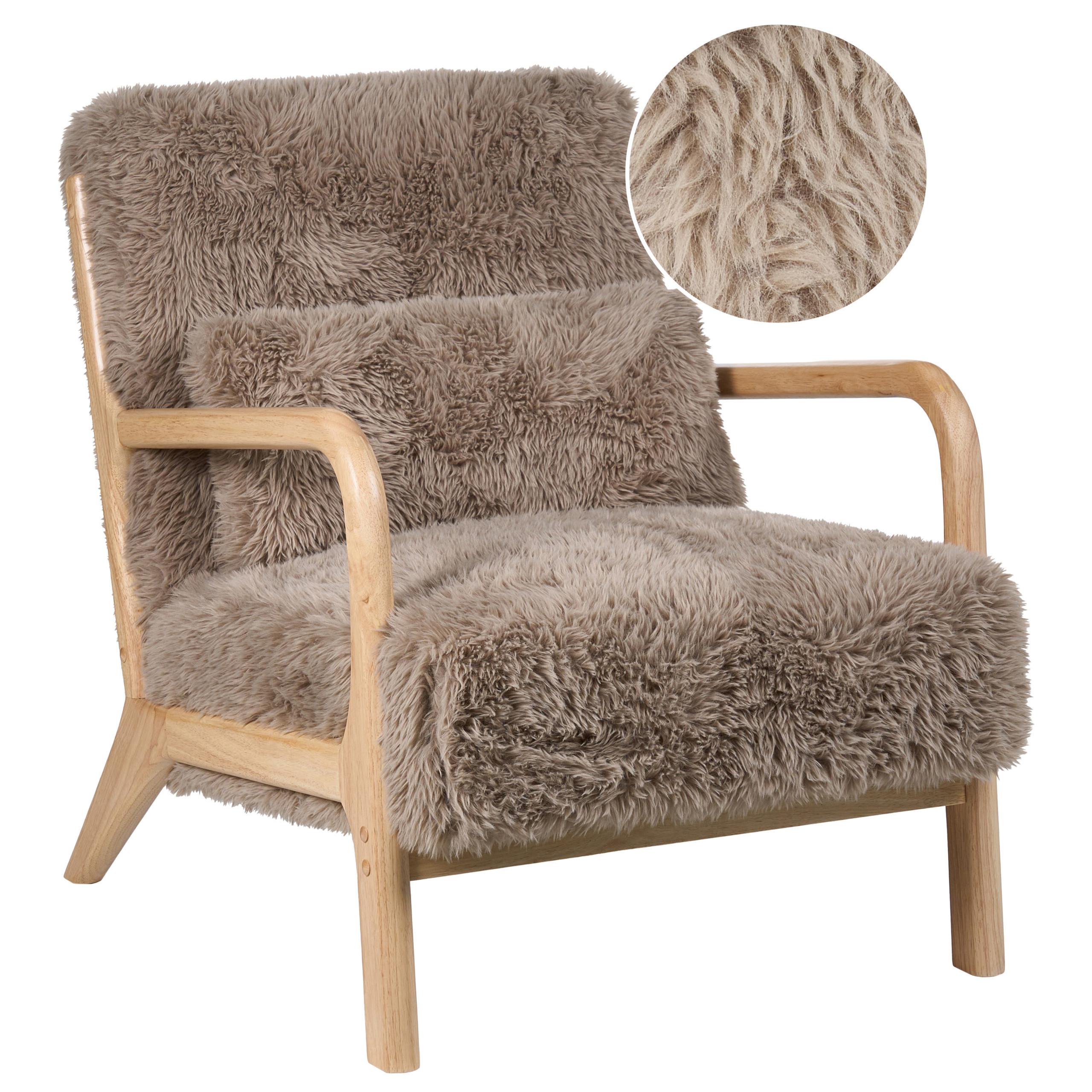 SESSEL Webpelz Taupe Skovde - Taupe, Textil (65/78/80cm) - Beliani