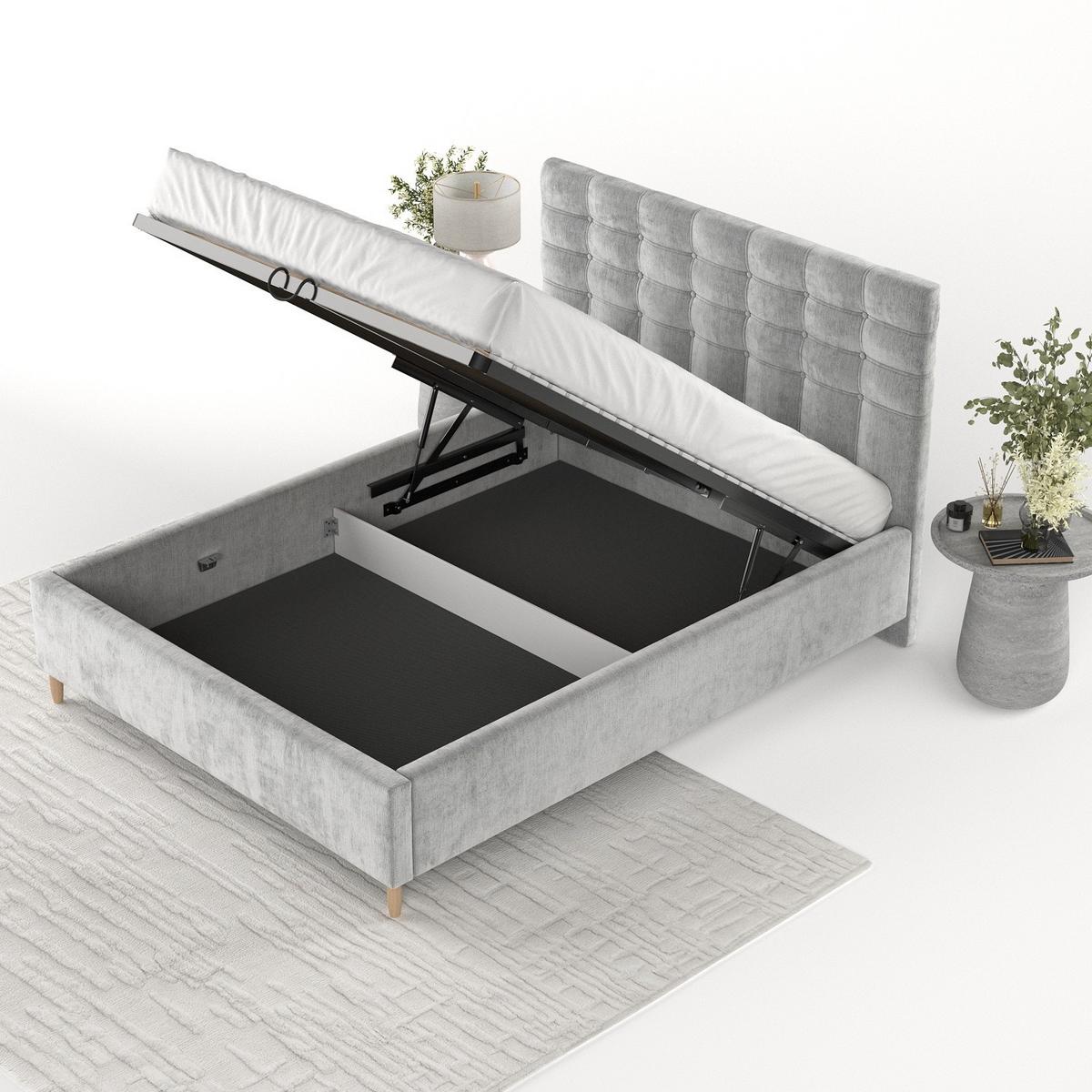 POLSTERBETT Soma 120/200 cm Hellgrau im Lotta Stoff - Hellgrau/Naturfarben, Holz/Holzwerkstoff (120/200cm) - AltaBeds