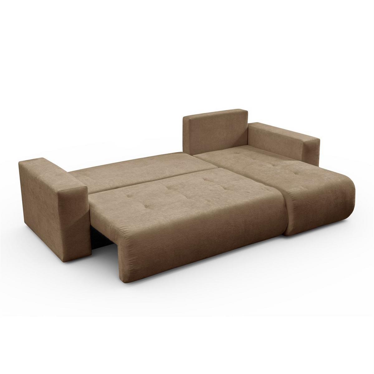 ECKSOFA CLOUD II L mit Schlaffunktion, Vibe 19 - Hellbraun, Textil (247/152cm) - Lookway