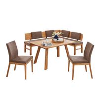 ECKBANKGRUPPE Danila Massivholz Wildeiche Polster Braun - Wildeiche/Braun, Holz (194/1/155cm) - 58aufmkessel