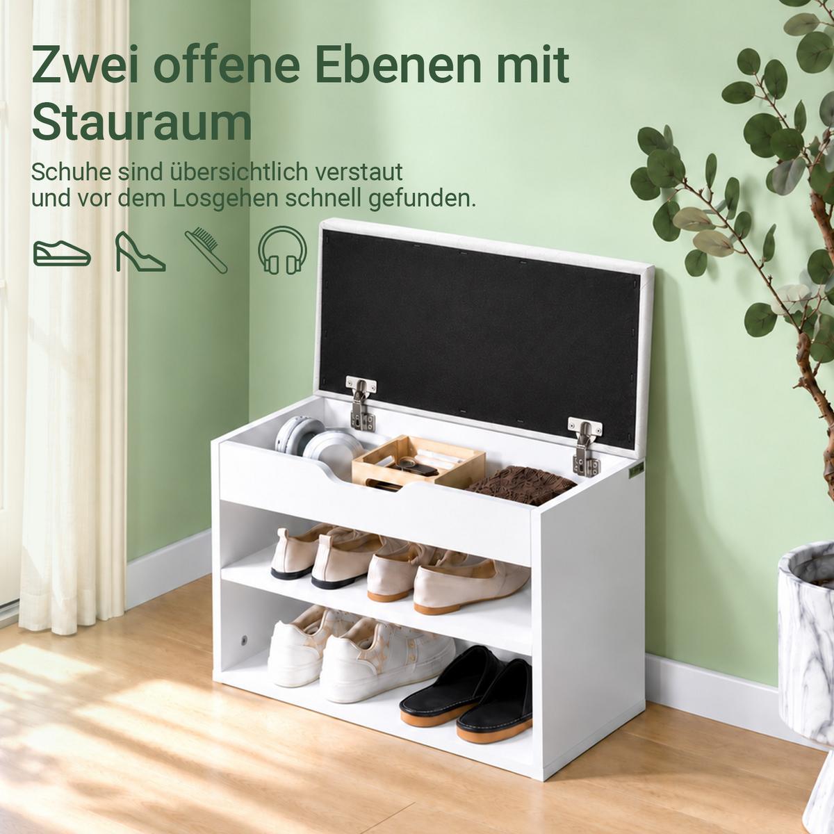 SCHUHBANK Weiß - Weiß, Holzwerkstoff (60/44/30cm) - SoBuy