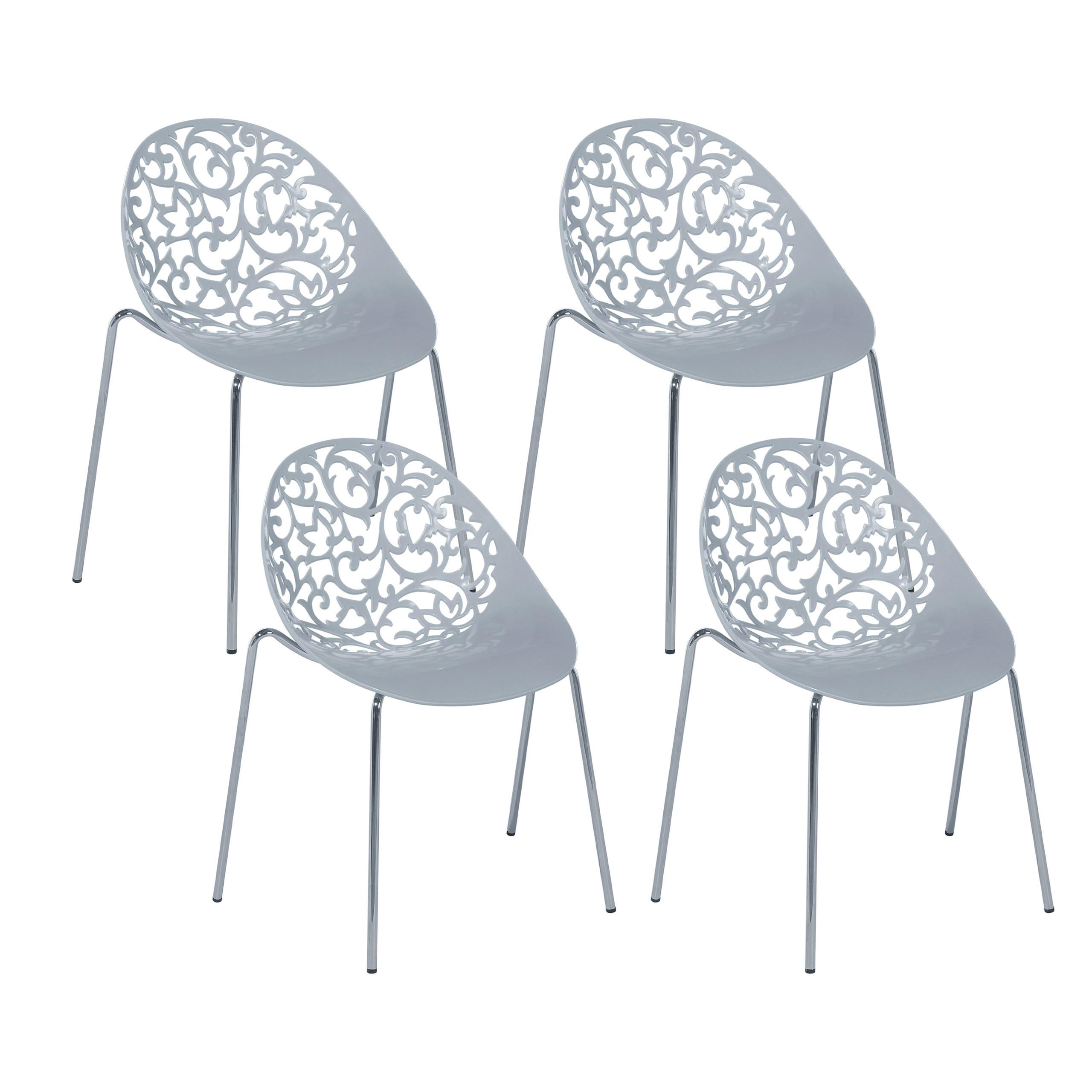 ESSZIMMERSTUHL 4er-Set Kunststoff Grau Mumford - Grau, Kunststoff/Metall (62/80/43cm) - Beliani