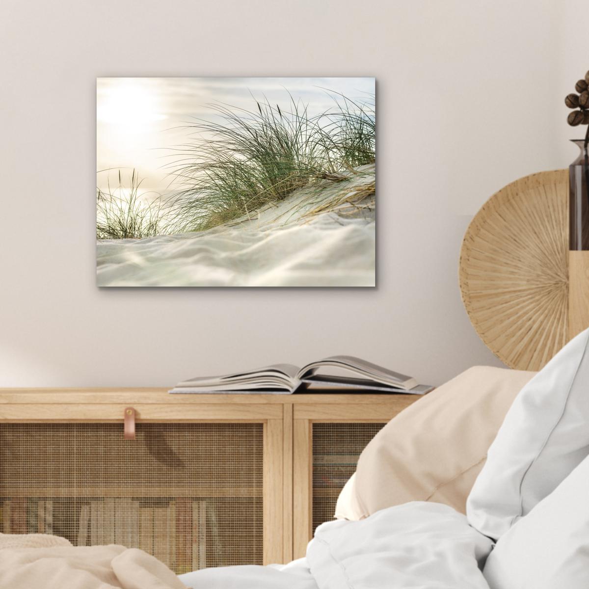 METALLBILD Dünen mit Strandhafer in der Sonne des Nationalparks Schleswig-Holsteinisches Wattenmeer 40x30 cm - Creme, Metall (40/30cm) - MuchoWow