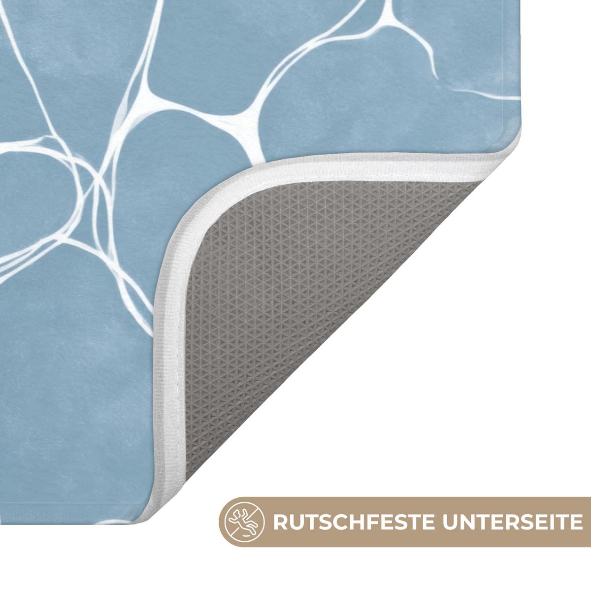 BADEMATTE Organisch - Muster - Blau 80x50 cm - Hellblau, Textil (80/50cm) - OnlyWow
