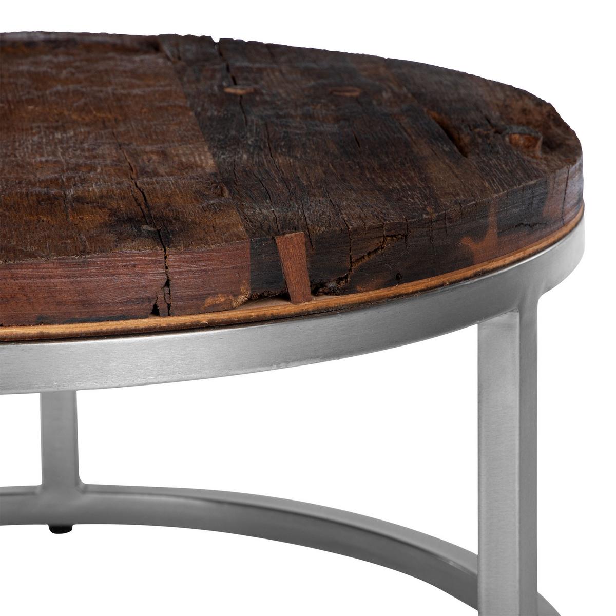 COUCHTISCH Ø70x35 cm rund Natur/Nickel-Finish aus Akazienholz/Metall - Naturfarben, Holz (70/70/35cm) - WOMO-DESIGN