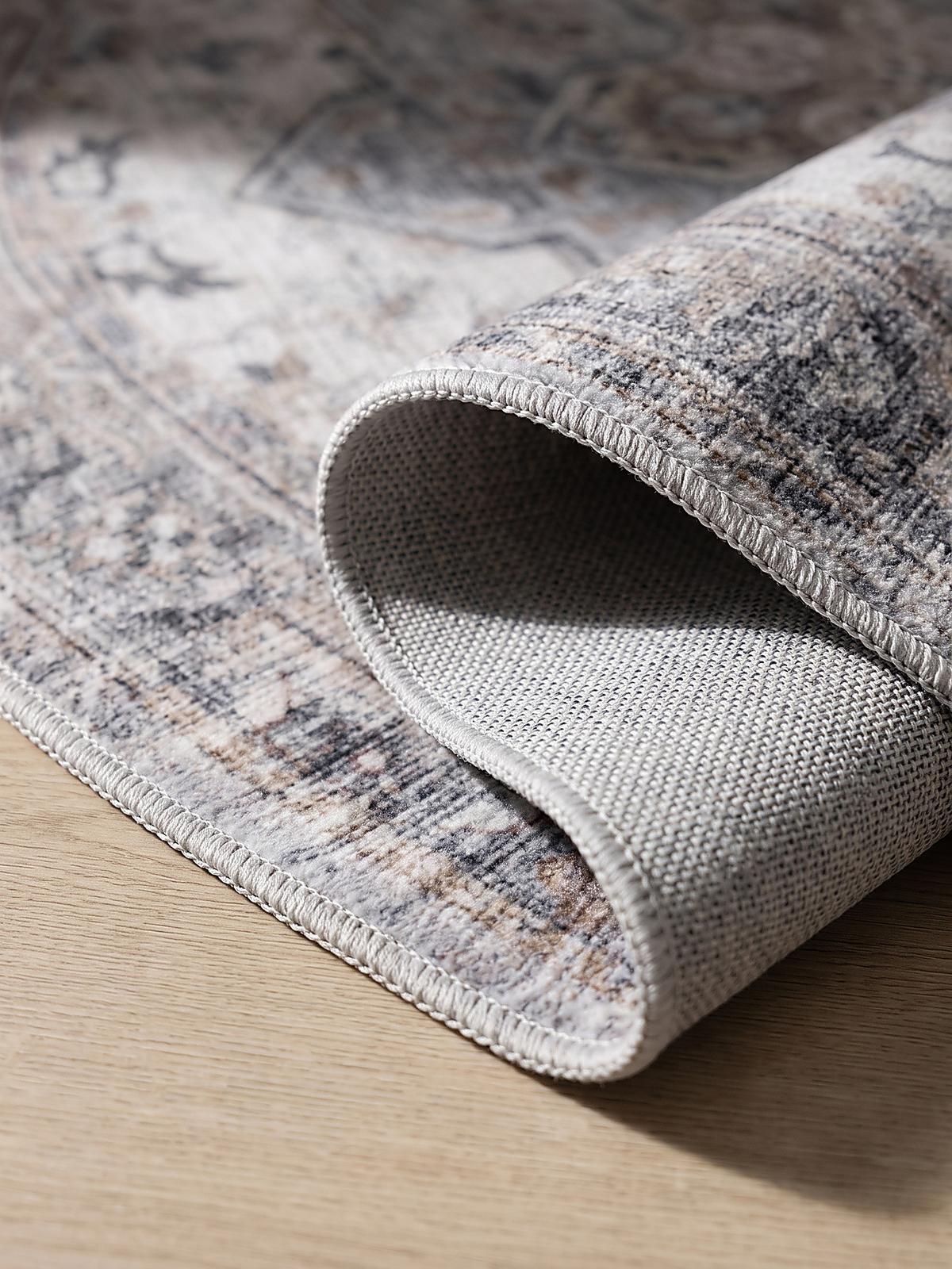 TEPPICH Kurzflor, waschbar, mit Medaillon, VERNANTE in Beige-Grau, Ø 120 cm - Beige, Textil (120/120cm) - KADIMA DESIGN