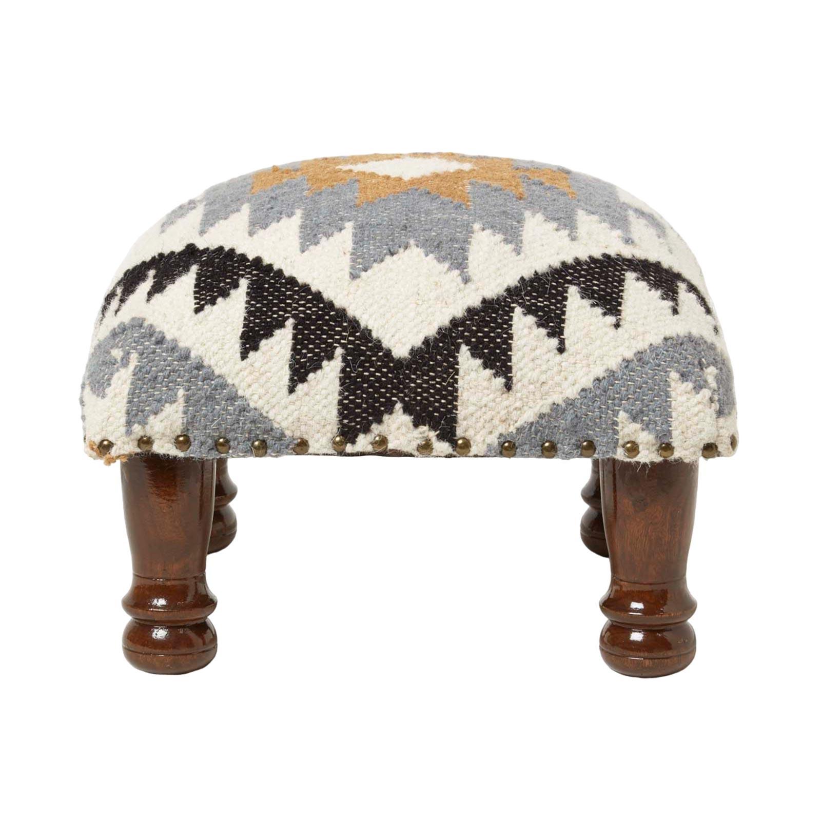 KELIM-HOCKER Agra mit Holzbeinen, Ethno-Muster, 40/40/25 cm - Multicolor, Textil (40/25/40cm) - Homescapes