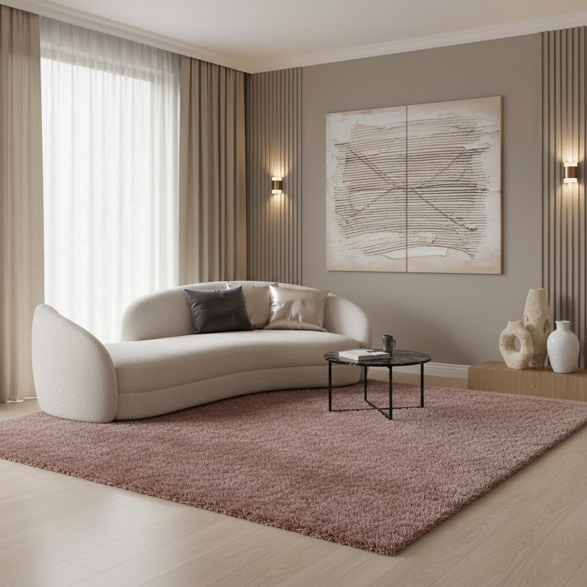 HOCHFLORTEPPICH SALZACH, einfarbig, Rosa, 60 x 110 cm - Rosa, Textil (110/60cm) - KADIMA DESIGN