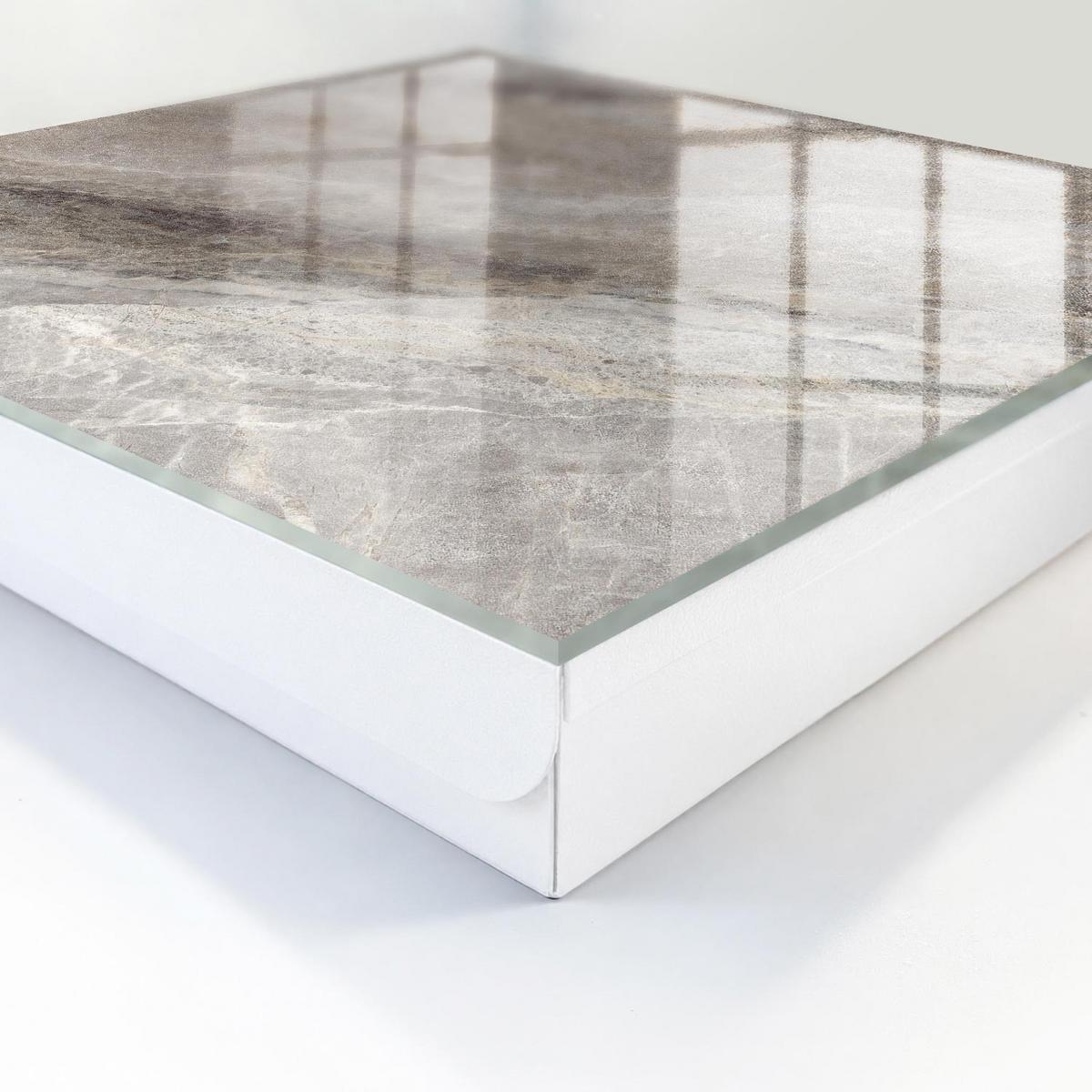 SCHLÜSSELBOX Weiß 30x30 cm – Türöffnung nach rechts - Steintextur - Grau, Metall (30/30/5cm) - TULUP