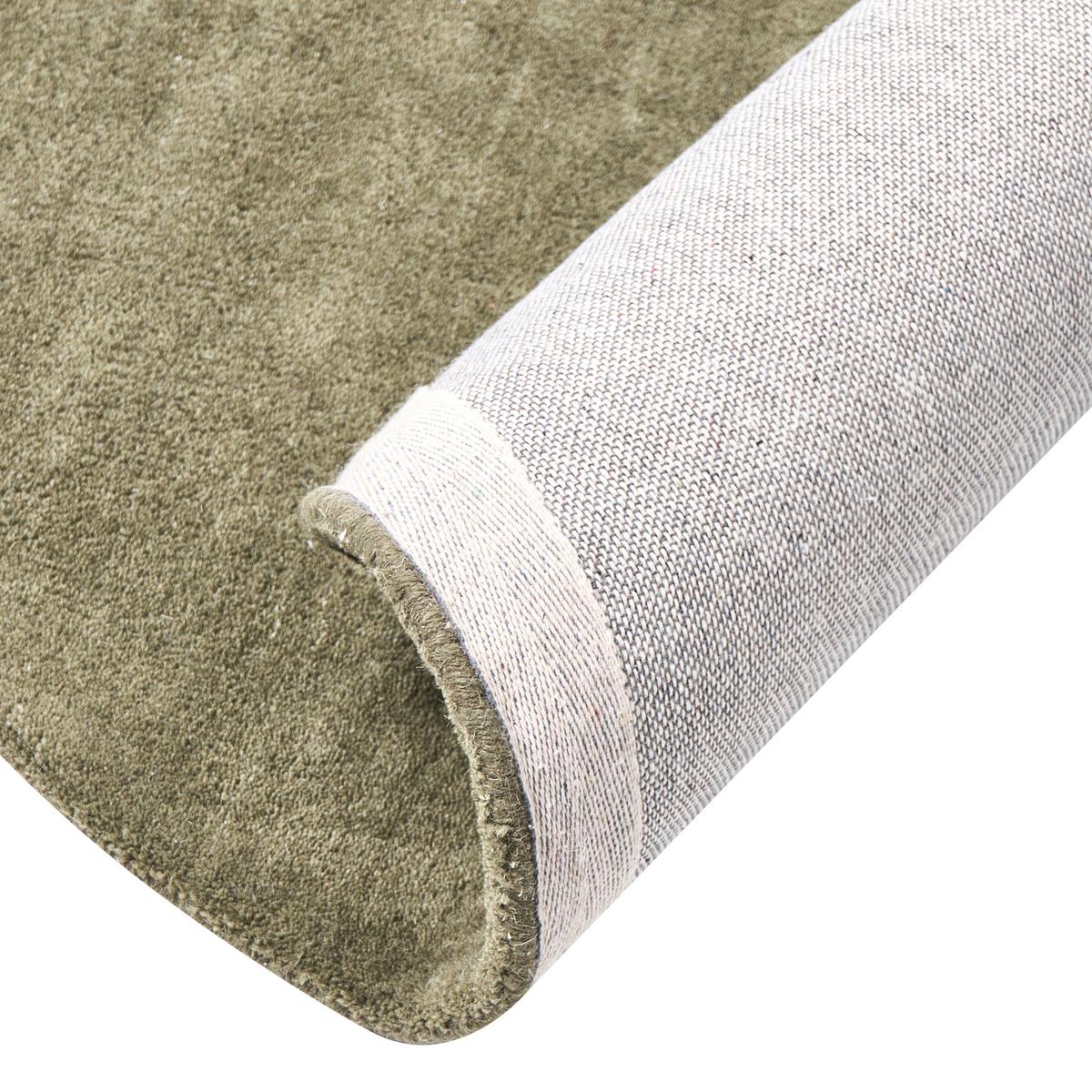 TEPPICH Olivgrün 140 cm Wolle Vasco - Grün, Textil (140/140cm) - Beliani