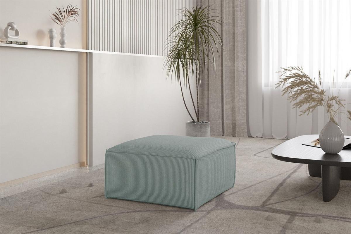 POLSTERHOCKER Celes Premium 65x65cm - Pastellblau, Holzwerkstoff/Textil (65/40/65cm) - Fun Möbel