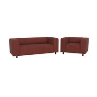 SITZGARNITUR 2+1 Tove Terrakotta Cord - Terracotta/Schwarz, Holz/Kunststoff (151/65/80cm) - S-Style Möbel